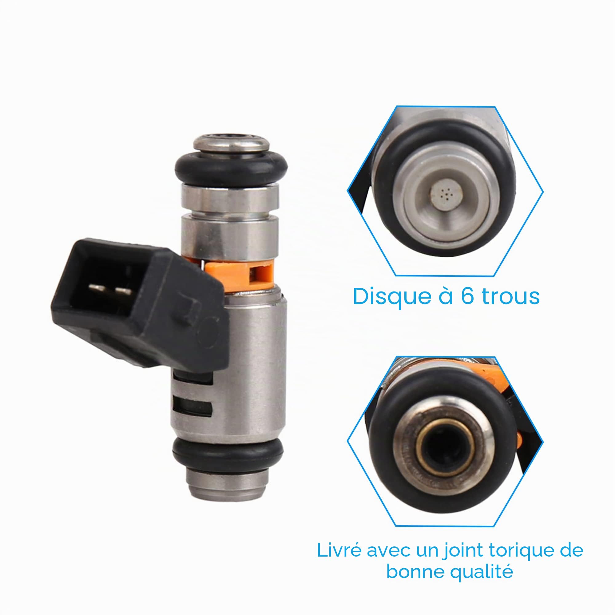 sourcing map Injecteur Carburant IWP160 Pour Fiat Punto 2007-09 2013 1pc | Pour Fiat Punto 12-16, Pour Fiat Doblo 01-16, OE: IWP160 71792994 77363790, Couleur Noir Argent, Dimensions 33x16x48mm
