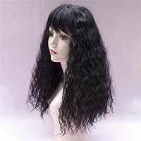 Vista 2 de LXUE Extensión de cabello ondulado de 22 pulgadas con flequillo para añadir volumen, extensiones de cabello para mujeres con cabello fino