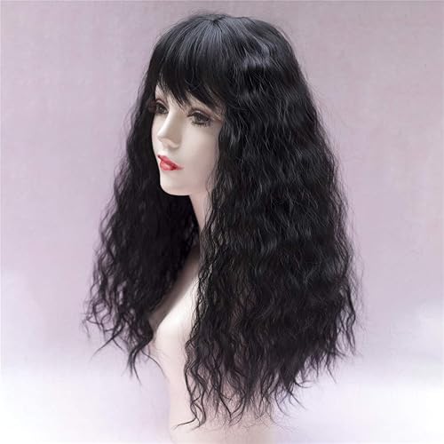 Miniatura 2 de LXUE Extensión de cabello ondulado de 22 pulgadas con flequillo para añadir volumen, extensiones de cabello para mujeres con cabello fino, color