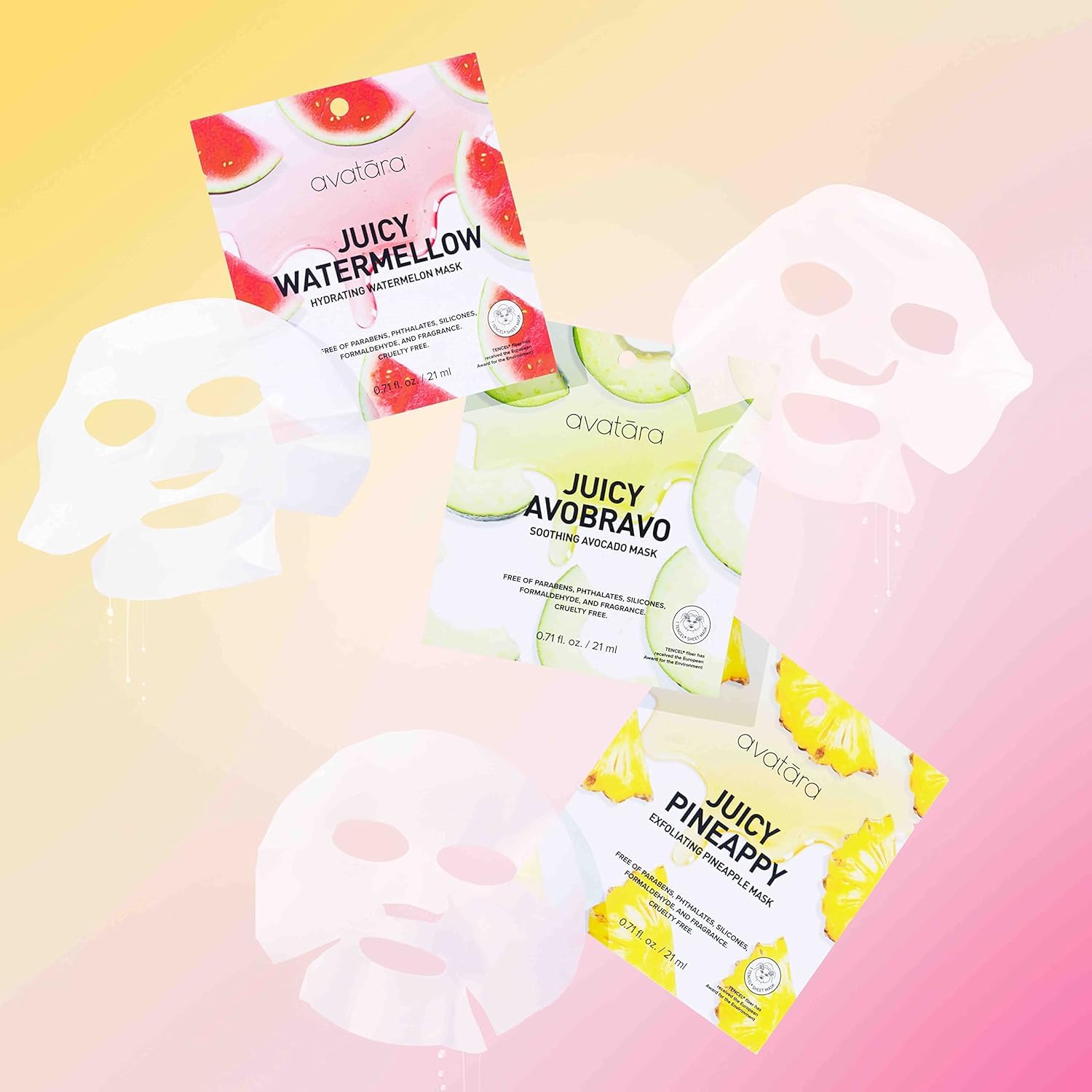 Avatara Sheet Mask Set, Facial Mask , Face Mask Skincare with Natural Extracts, Hydrating Face Mask Skin Care Set, Made with Tencel Fibers, All Skin Types, Teen Skincare, 10 Pack: 8 Count (Pack of 1) Variety Set of 8