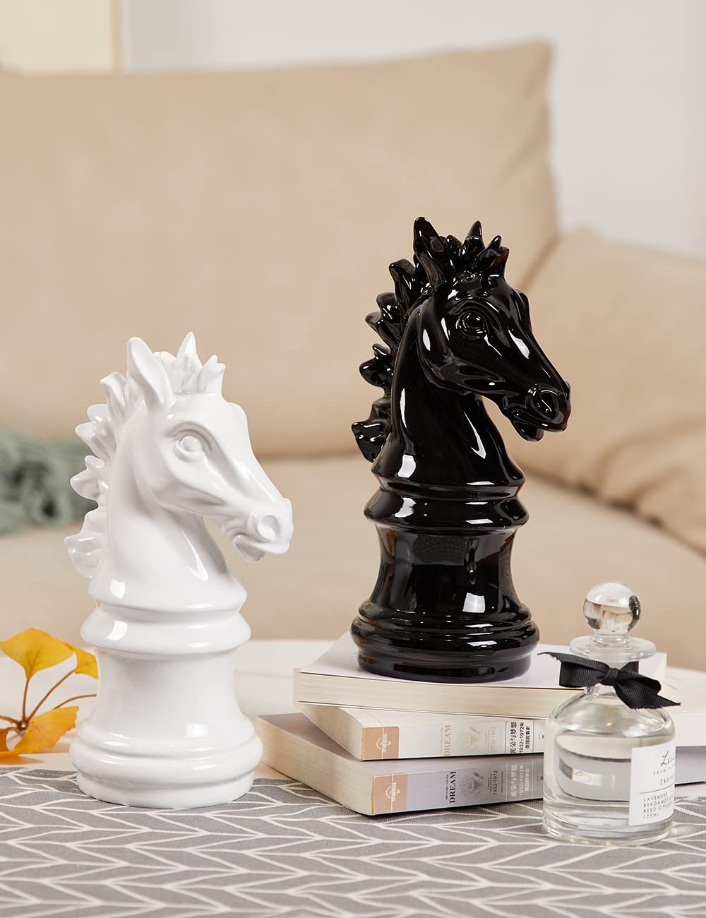 Scacchi Scultura Figurina Cavaliere Statuetta Regalo Moderna Decorazione Arte Casa Soprammobili Ornamento Resina Statua Nero 25cm