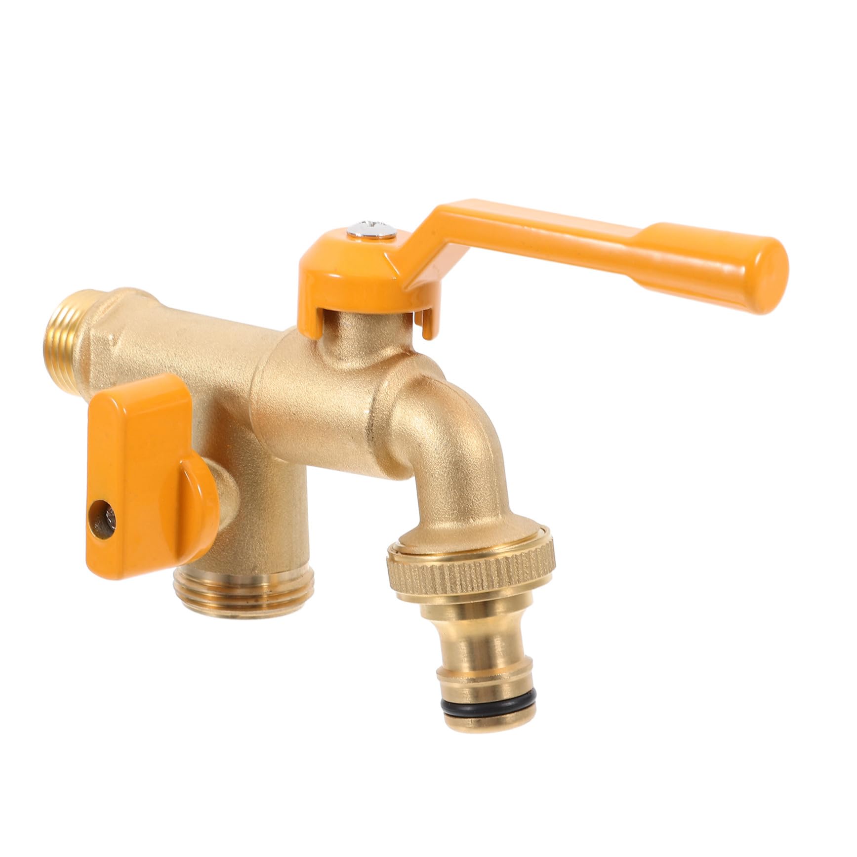 Rubinetto Doppia Uscita in Ottone per Esterno, Raccordo Tubo Giardino con Flusso Rapido, Installazione Fai da Te per Patio e Giardino