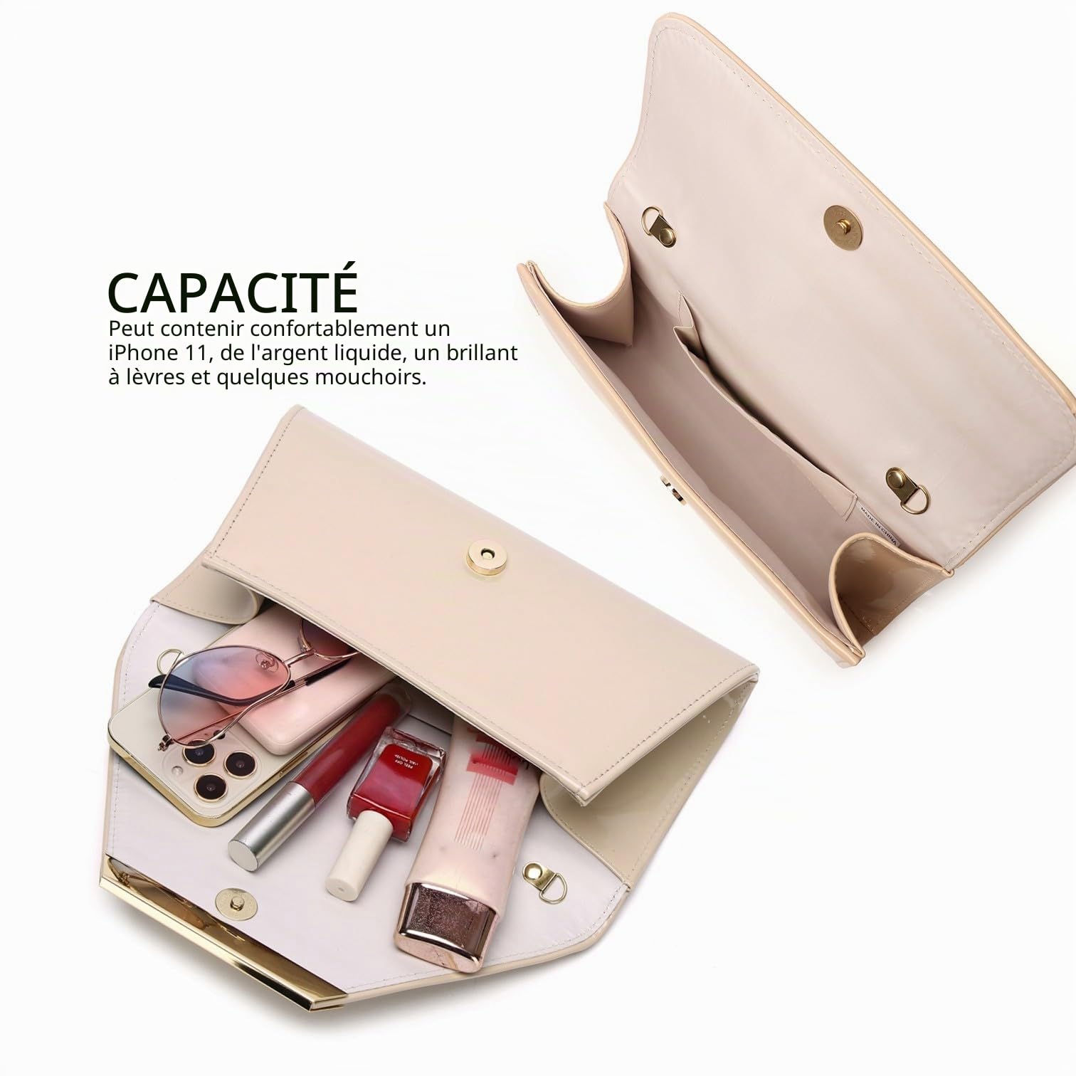 Pochette en cuir verni pour femme, sac à main élégant pour Noël, mariage, bal de fin d'année