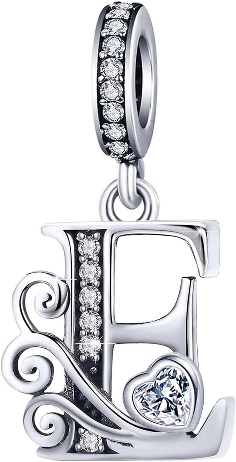 Silver Letter Charm Fit for Pandora Charms Bracelet Alphabet Initial Dangle Charms Beads Jewelry Gifts for Women