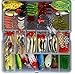 Bluenet 129pcs Fishing Lure Set Including Plastic Soft Lures Frog Lures Spoon Lures Hard Lures Popper Crank Rattlin Trout Bass Salmon And More