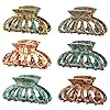 Cobahom 6 Pcs 3.35 Inch Medium Claw Clips for Thin Hair, Printed Hair Clips for Hair Styling, Acrylic No-Slip Jaw Clamps for Women Girls, Ethnic Style
