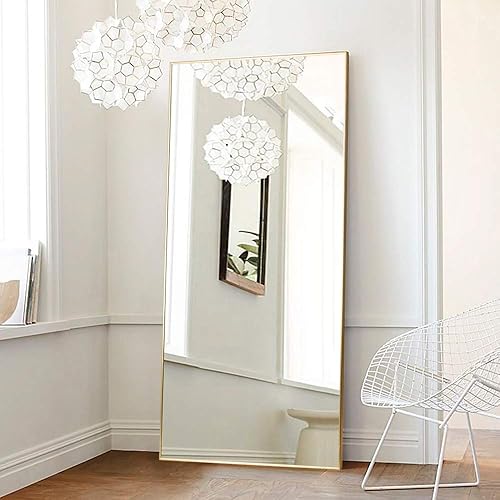 ONXO 71"x 32" Full Length Mirror Large Mirror Lean Without Standing Bracket Against Wall Mirror Dressing Mirror Aluminum Frame Mirror for Living Room/Bedroom/Cloakroom,Gold (JJ00945ZZE-USAM004)