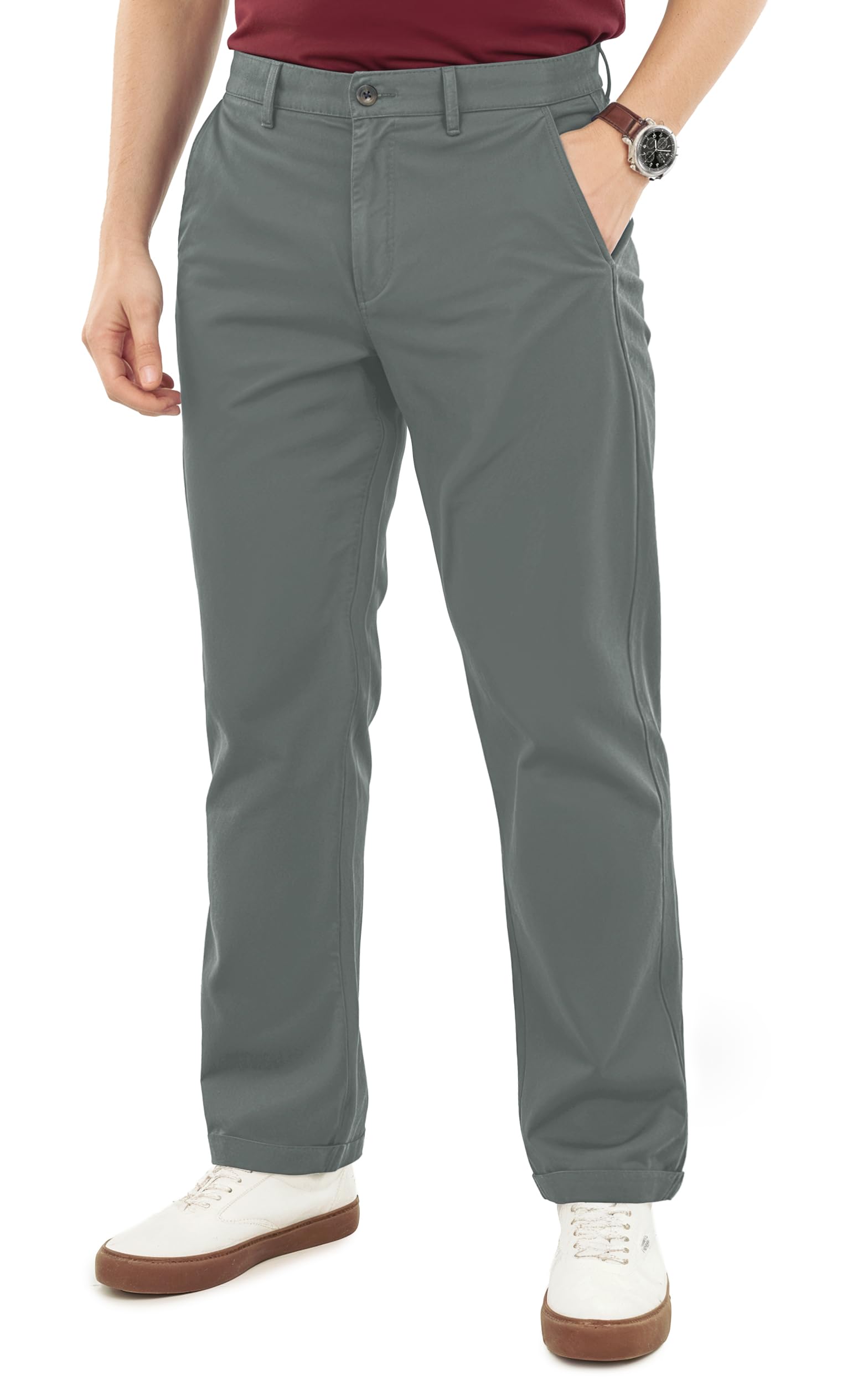 NY Threads Mens Chino Pants Regular Fit Cotton Stretch 4 Pocket Casual Pants