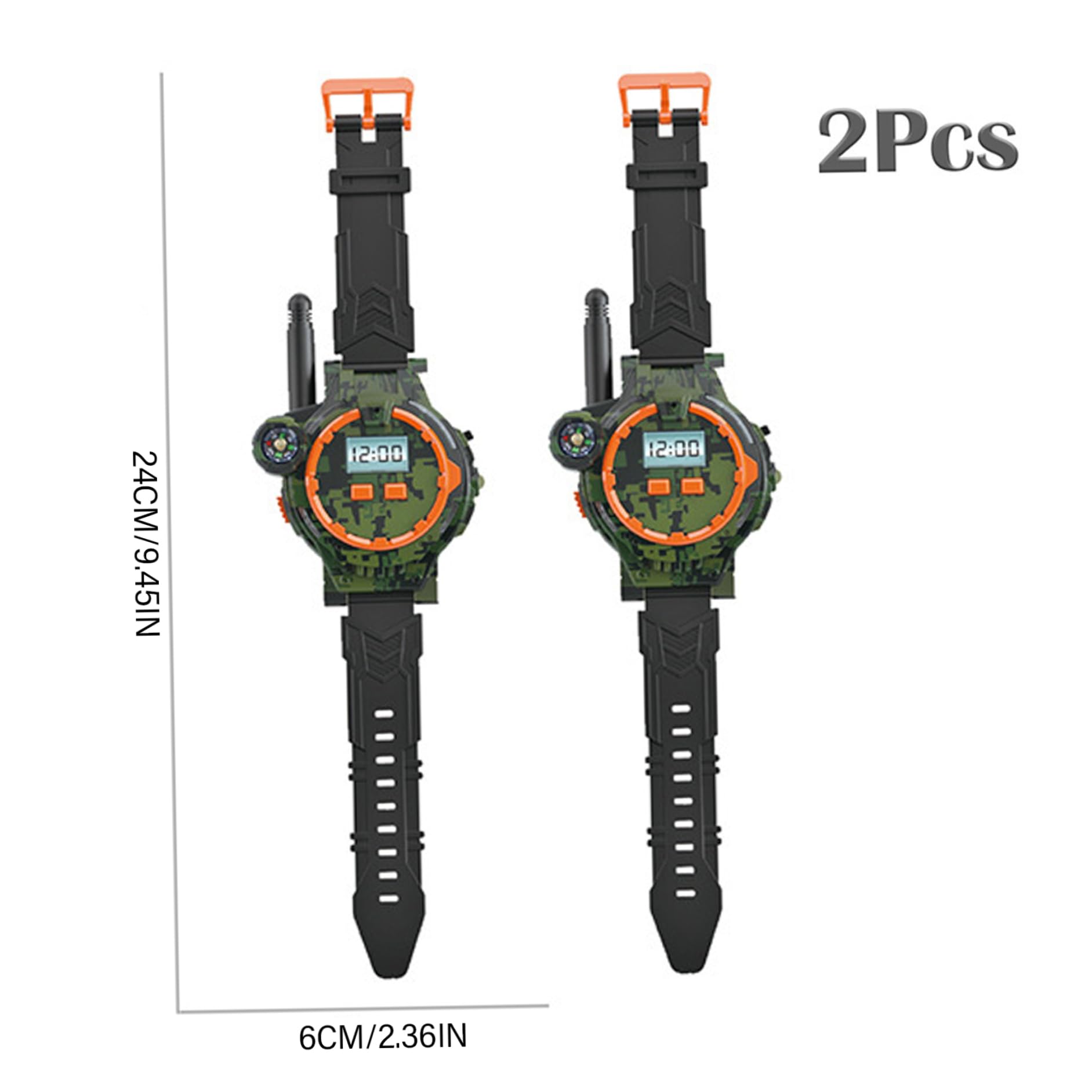 1 paire de talkies-walkies rechargeables USB pour enfants, montre talkie-walkie bidirectionnelle longue portée avec boussole, lampe de poche et heure et date réglables, équipement camping portable