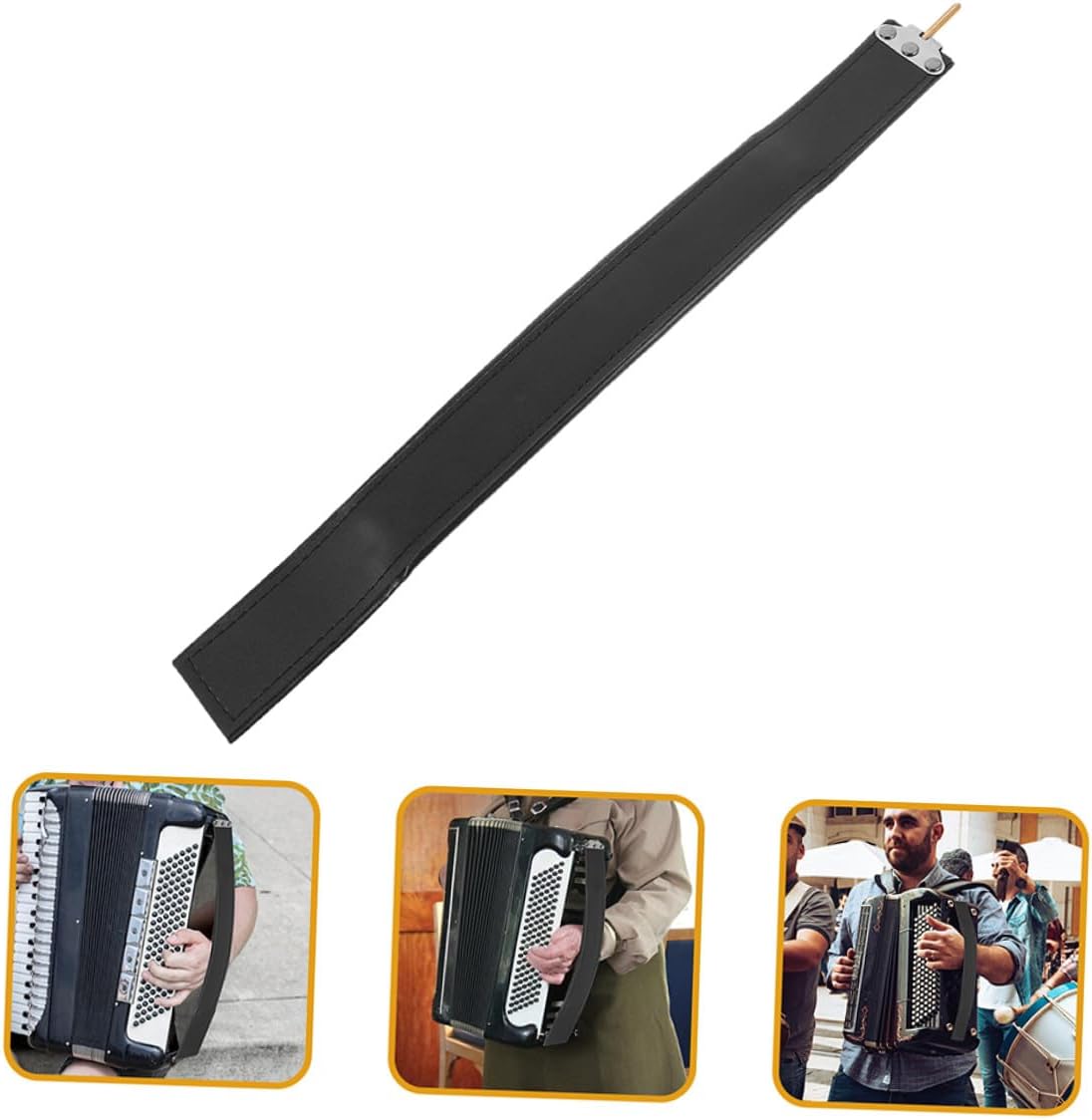Left Hand Strap Black PU for Bass Accordion Musicians