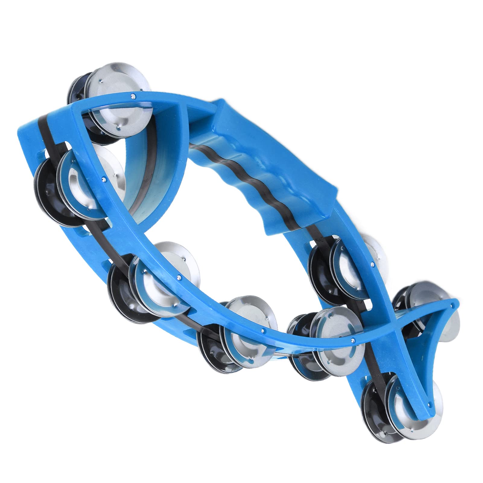 Fish Shaped Hand, Tambourine Bell Smooth Double Row Bells Shaking Tambourines Musical Rhythm Instrument for ChildrenRed Percussion Instruments Tambourines (Blue)