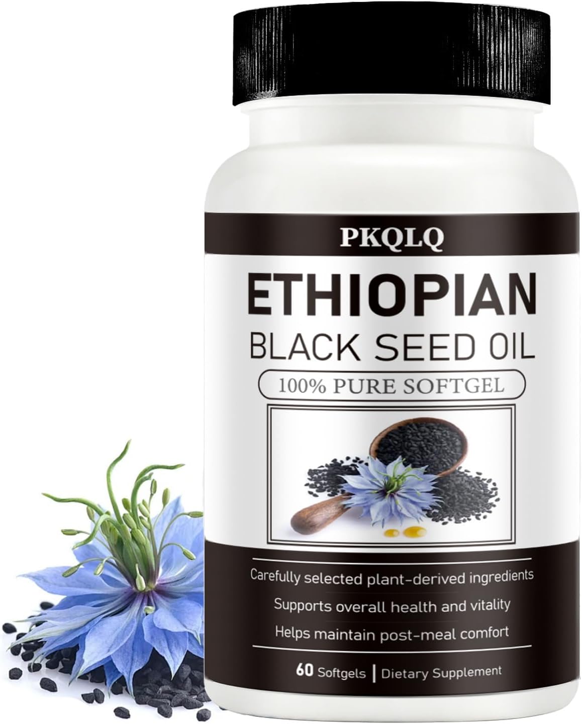 Black Seed Oil Softgels, 60 Count - Odorless, Cold Pressed, Non-GMO, Gluten Free (1)