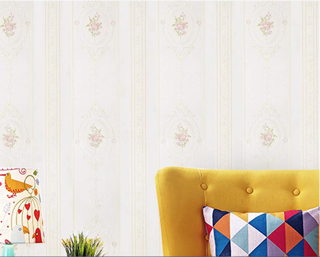 Papier peint intissé grande fleur blanc riz pour chambre et mariage