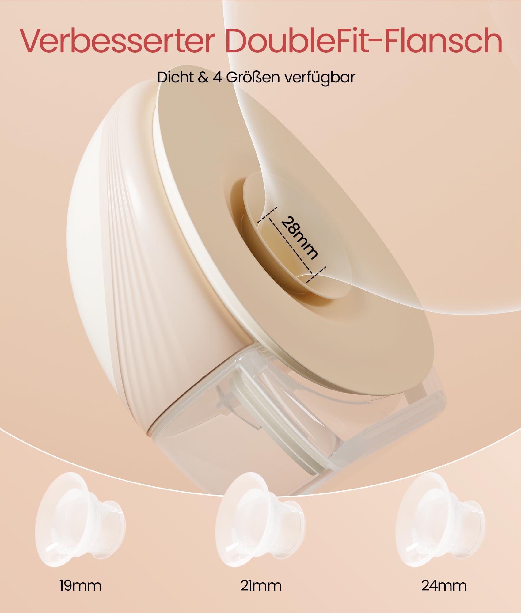 NCVI Elektrische Milchpumpe Tragbar Freihändig mit Wärmefunktion, Krankenhausstandard -300mmHg Sog, Ultra-Leise, 4 Modi & 9 Stufen, Lange Akkulaufzeit, Passend für 19/21/24/28mm