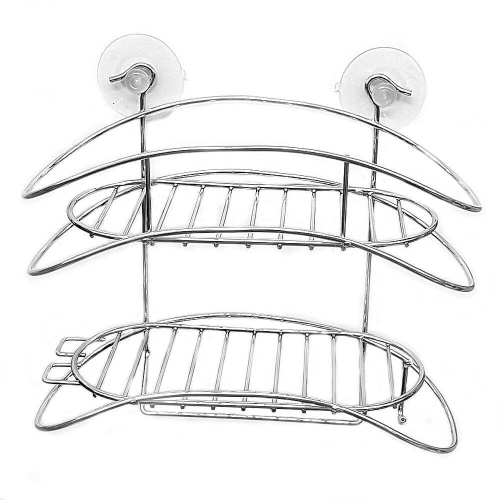 TAHA® 2 Layer Bathroom Steel Wires Shower Caddy Shelf Corner Bath Storage Holder