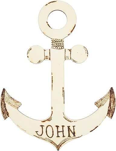 Miniatura 6 de Paquete de 12 anclajes de madera sin terminar para manualidades, recortes de madera náutica para proyectos de bricolaje, decoración náutica (11.6 x