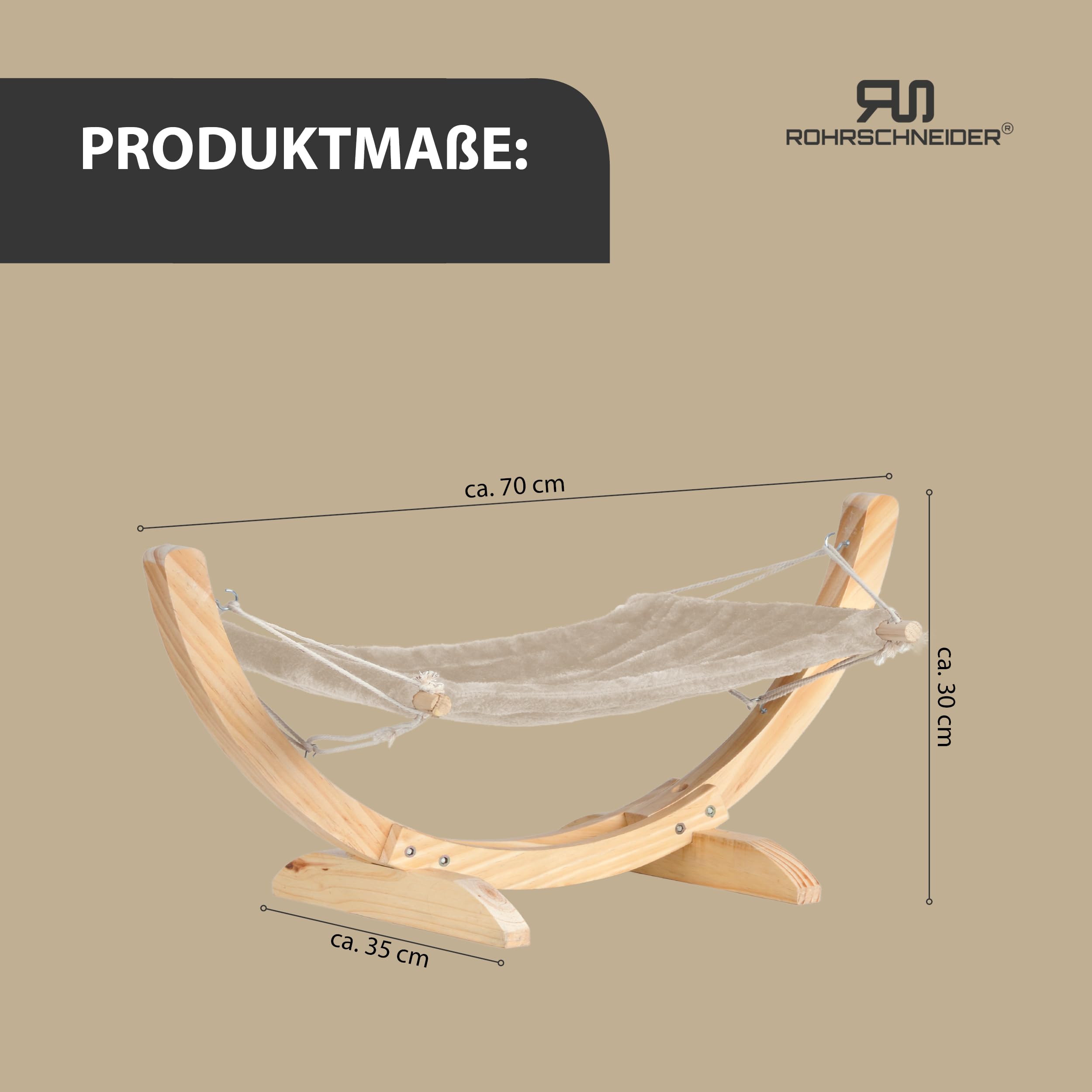 Rohrschneider Katzenhängematte Cat Relax | Hängematte Katze (Beige)