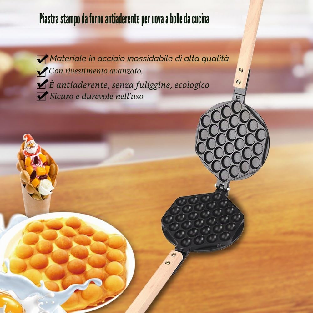 Waffle Panini Maker, Cucina Antiaderente Uovo Bubble Baking Mold Piastra Waffle Maker Pan Tool per uso commerciale domestico