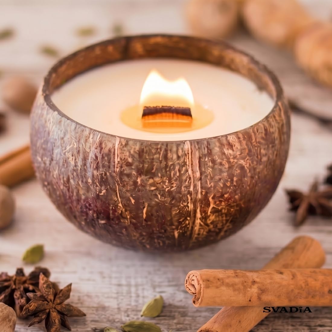 Candele Profumate al Cocco | Cera di Soia Naturale in Guscio di Cocco con Oli Essenziali | Ecosostenibile e Artigianale | Decorazione per la Casa e Design d'Interni