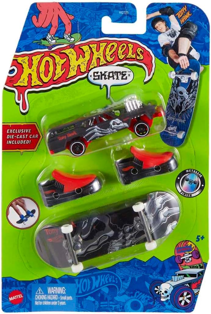 Hot Wheels Skate - Tony Hawk - Metallic Skateboard and Car (Cruise Bruiser)
