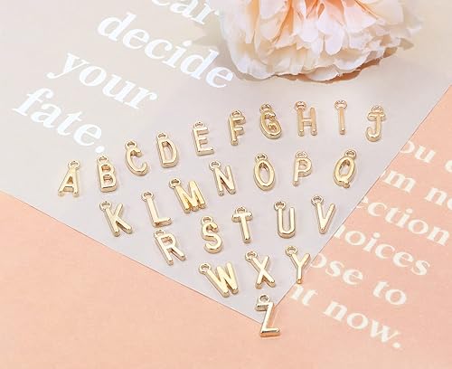 Miniatura 2 de Shapenty 4 juegos de dijes de letras del alfabeto A-Z de aleación metálica abalorios espaciadores para manualidades DIY pulseras muñequeras collares