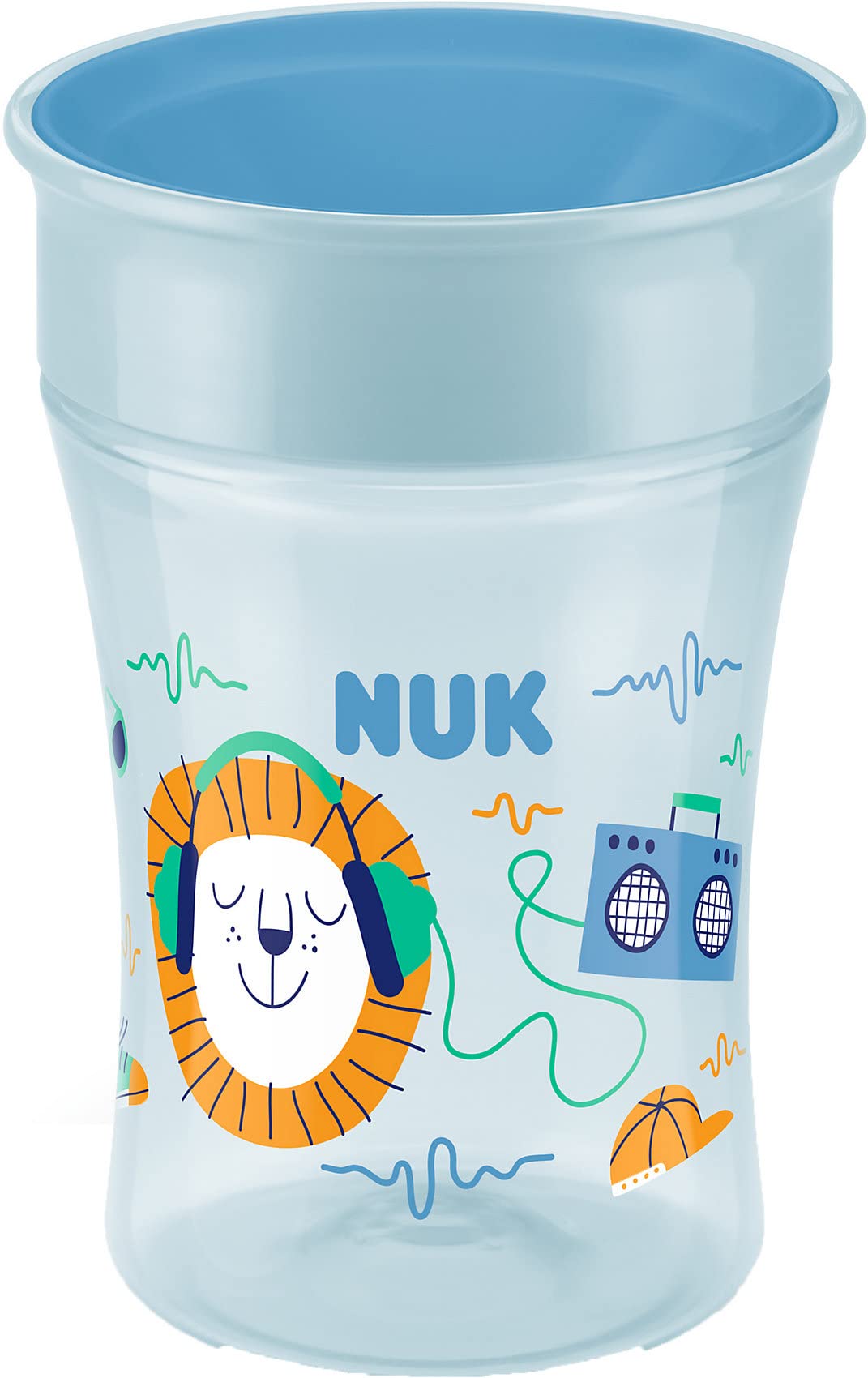 NUK Magic Cup Sippy Cup | 360° Anti-Spill Rim | 8+ Months | Leak-Proof & BPA-Free | 230 ml | Blue Hedgehog