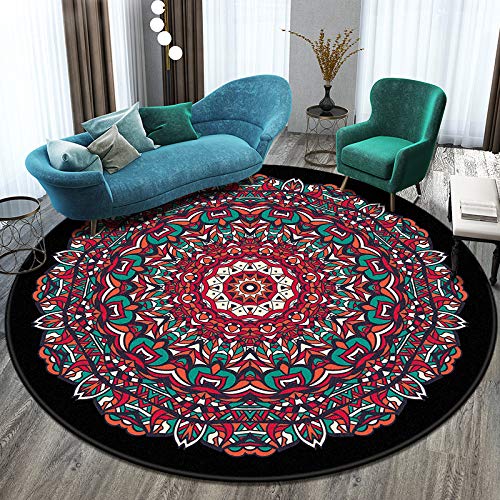 Nowoczesny dywan styl etniczny retro mandala dywan okrągły dywan nordycki balkon stolik kawowy wiszący kosz dekoracja salonu mata w H średnica 100 cm
