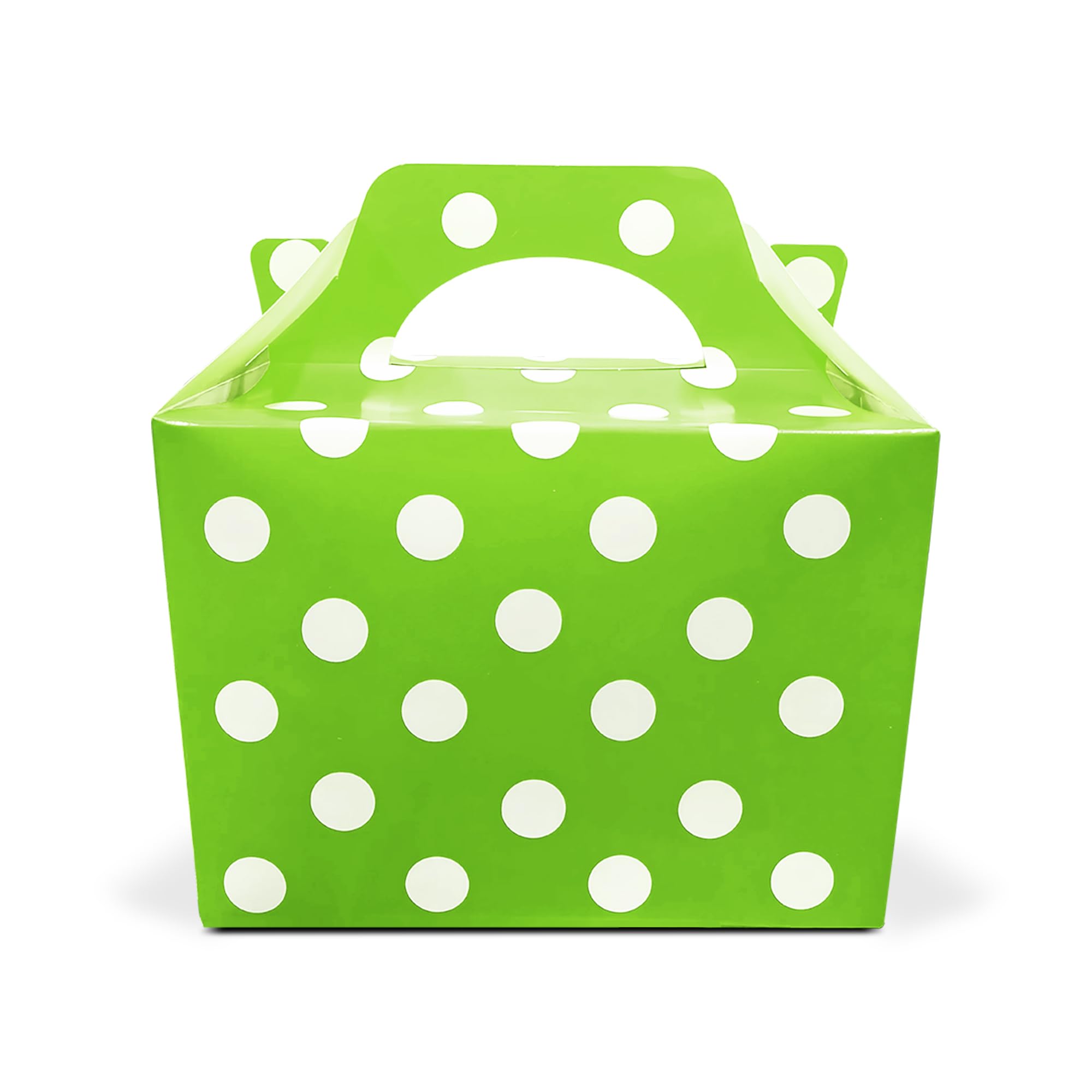 Lotus 30 x Polka Dots Spotty Design Children/Kids Party Boxes Carry Food Meal Fun Picnic Birthday Wedding Favour/Baby Shower Party Halloween Trick or Treat Box Loot Bag (Neon Green)