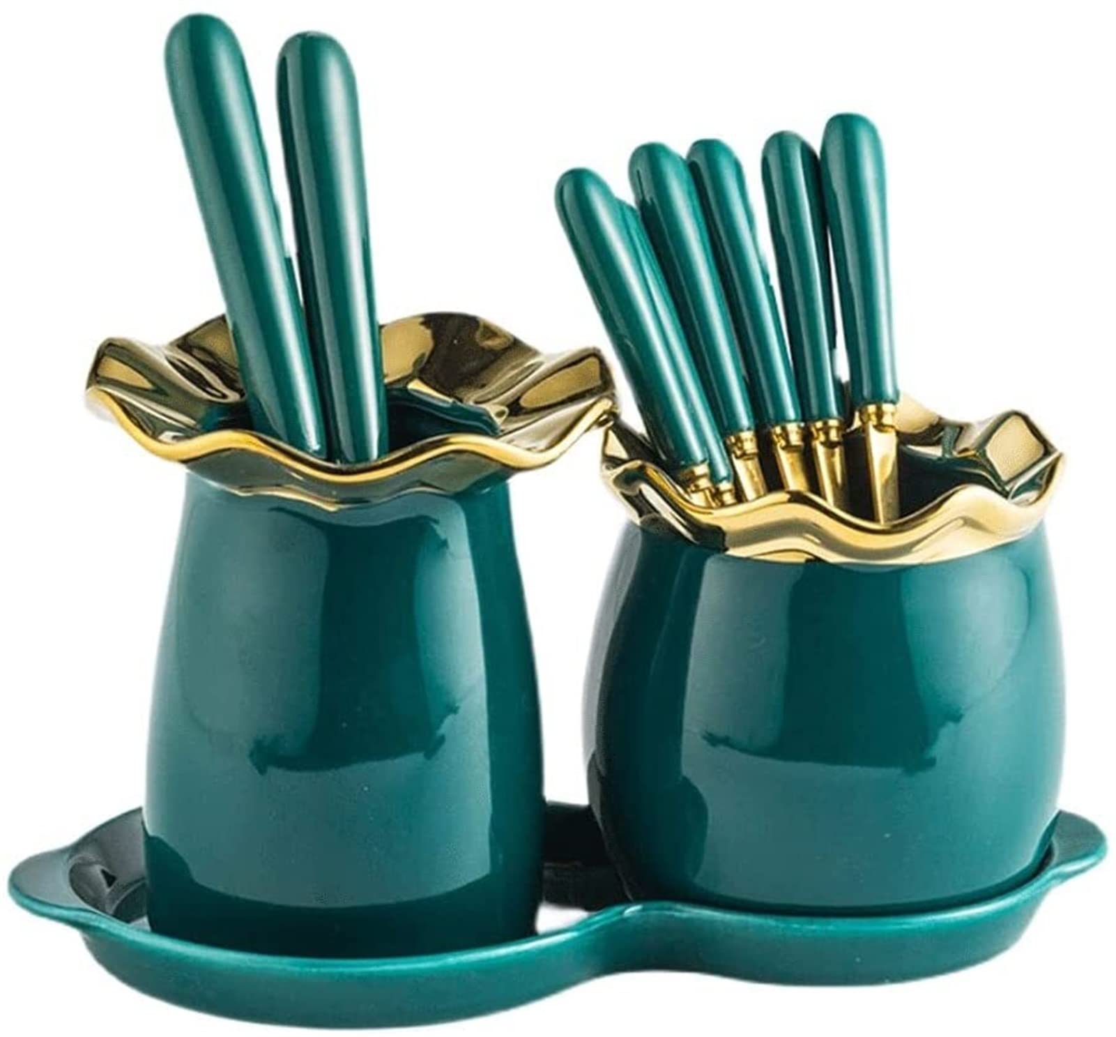 Cucharas De Mesa Bifurcación de frutas acero inoxidable, Forks ensalada/Set Cutlery, for Family Restaurant Fiesta Boda Silaterra Sopa Antigoteo Servir(Set 1)