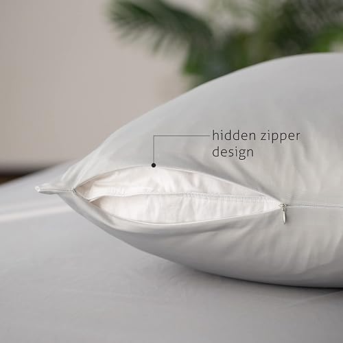 Miniatura 4 de KASENTEX Juego de 2 fundas de almohada estándar con cremallera, fundas de almohada de lujo suaves con cremallera oculta para cabello y piel, 20 x 26