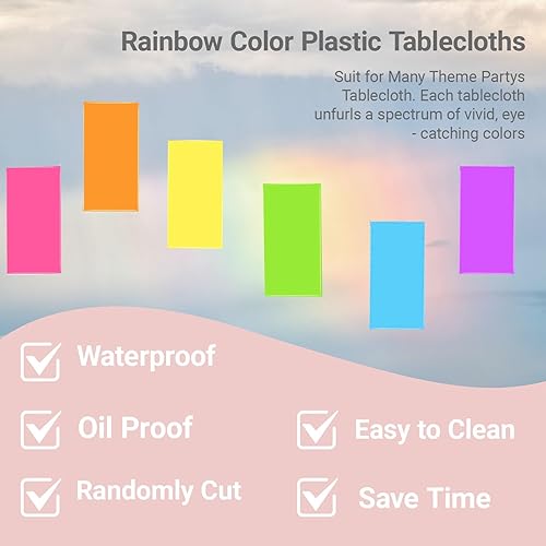 Miniatura 4 de Mantel de color arcoíris, varios colores, impermeable, de plástico, para fiesta mexicana, desechables, rectangular, para noche de tacos, festivales