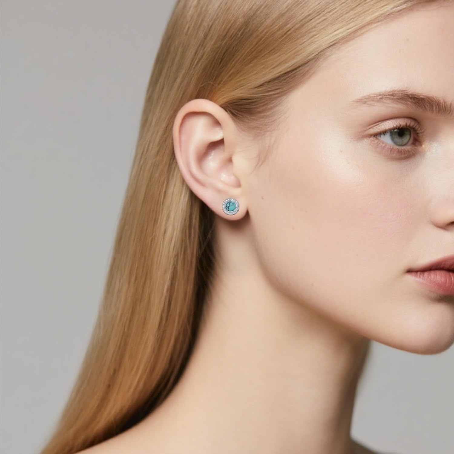 Turquoise Stud Earrings 925 Sterling Silver Bohemian Earrings Native American Jewelry for Women Men - Image 5