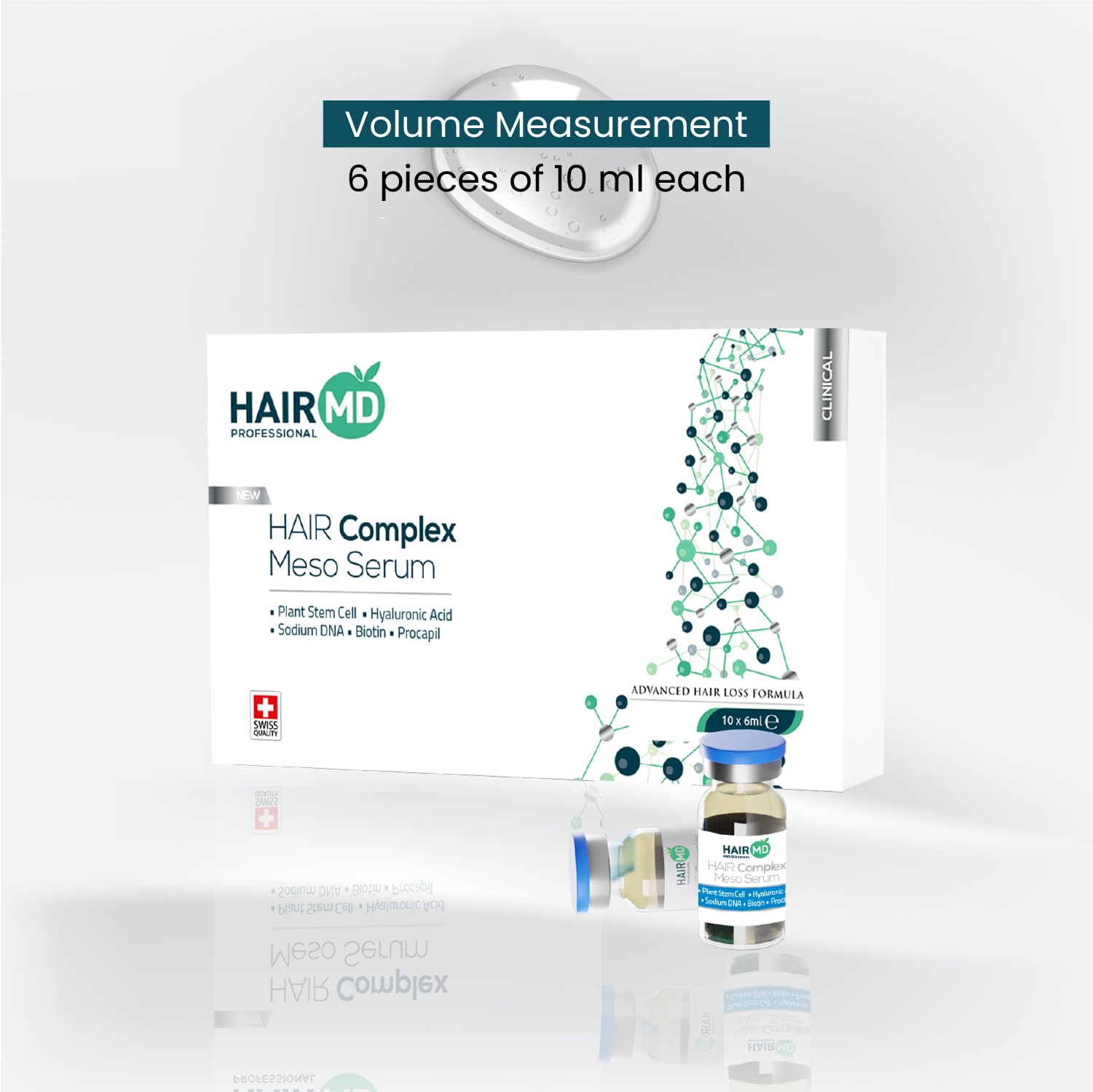 Hairmd Clinical Hair Complex Meso Serum Growth – 10Pcs 6Ml Vials Scalp Treatment Ideal For Transplant, Home Application Activates Follicles Promotes New
