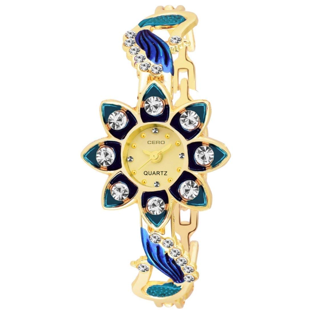 CEROSunflower Analog Fancy Bracelet Gold Dial Watch for Women's and Girl's