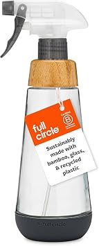 Full Circle Refill-Ready Glass Spray Bottle, Bamboo, Silicone, Gray