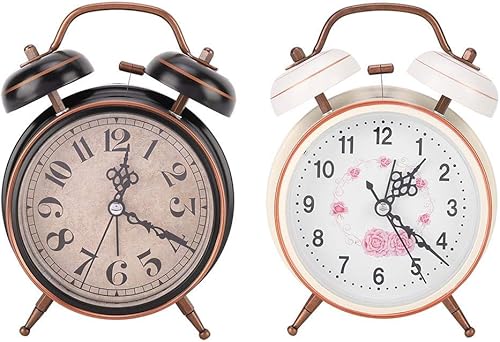 Miniatura 9 de Boquite Old Fashioned Alarm Clock, Retro Mechanical Alarm Clock with Night Light (Black)