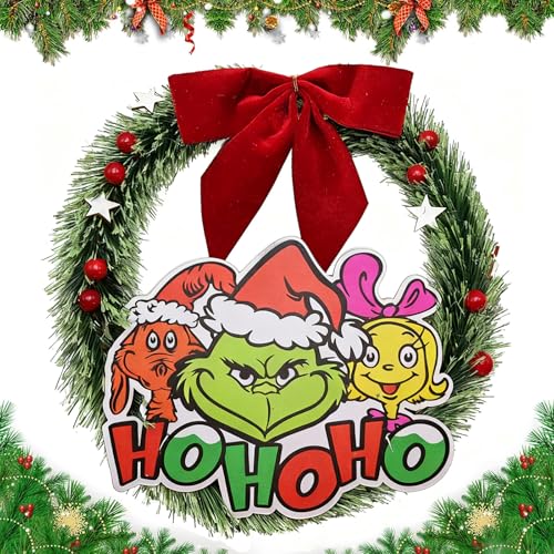 Weihnachtskranz Kranz, 30cm Weihnachtsdieb Kranz mit Roter Schleife,...