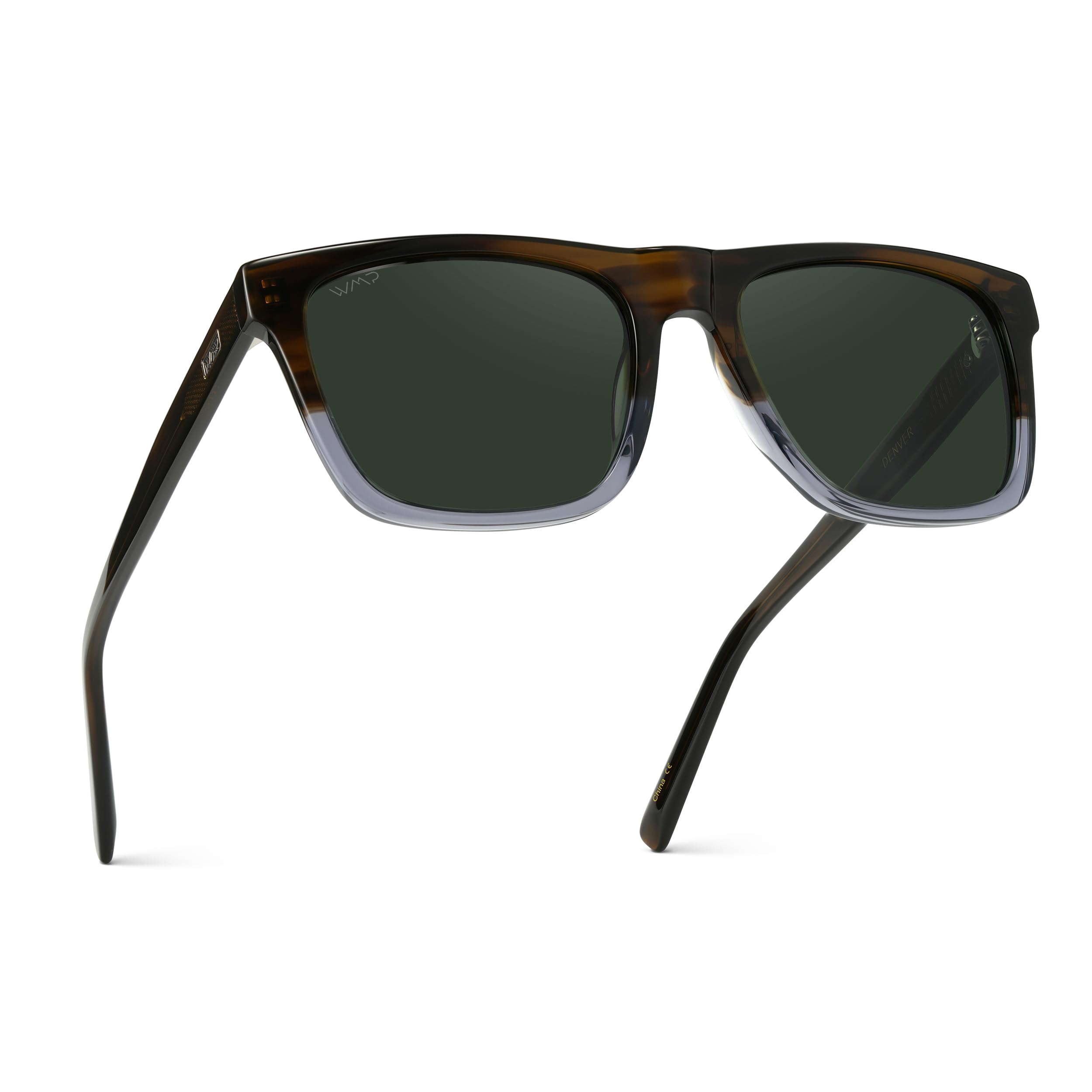 WMP Eyewear - Modern Square Sunglasses for Men, Lightweight Acetate, Polarized Lenses, 100% UVA/UVB Protection