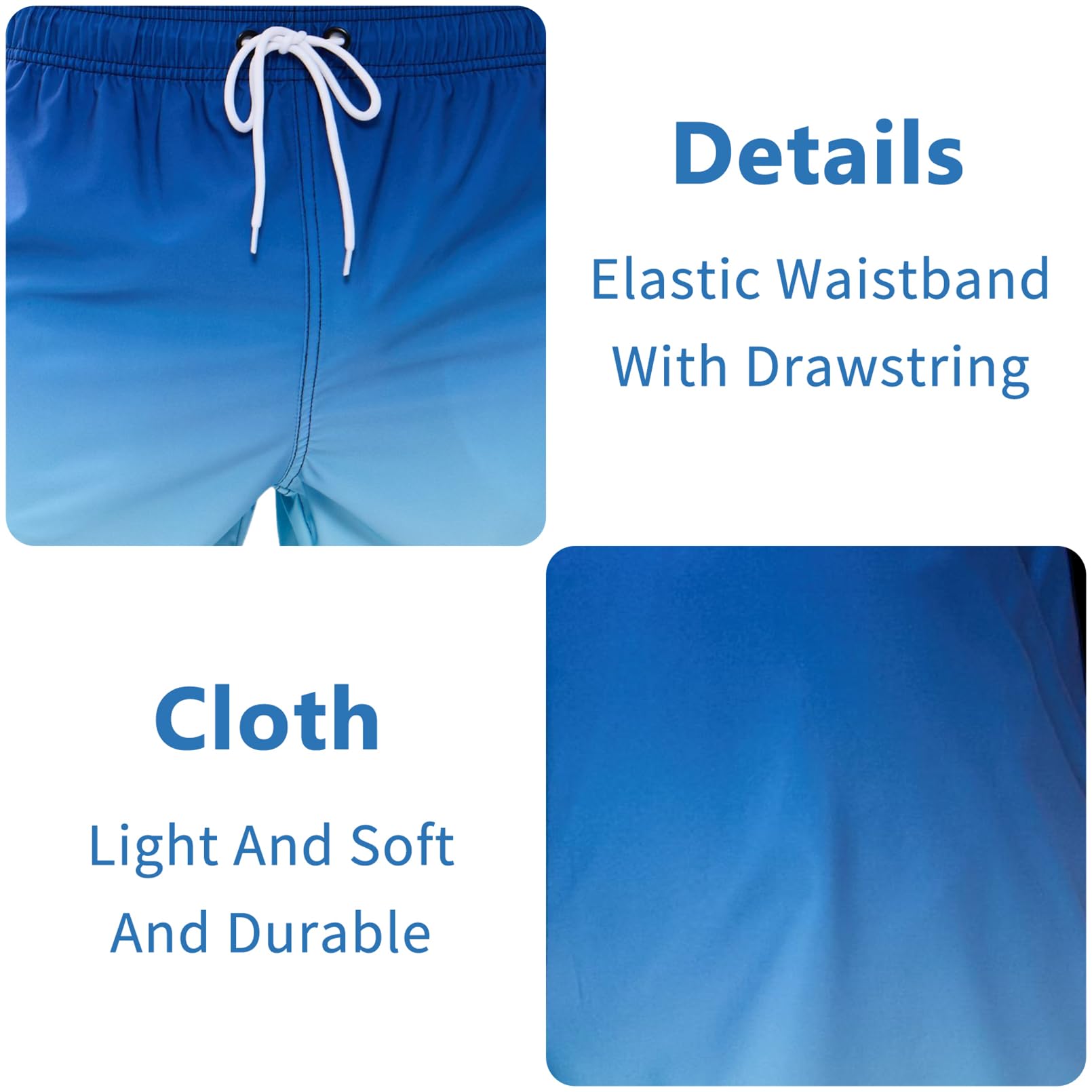 Vorvowry Costume Uomo Mare Calzoncini Asciugatura Rapida Costumi da Bagno Impermeabile Boxer con Tasca Estivi Pantaloncini Uomo Colore Sfumatore per Nuoto Corsa Fitness