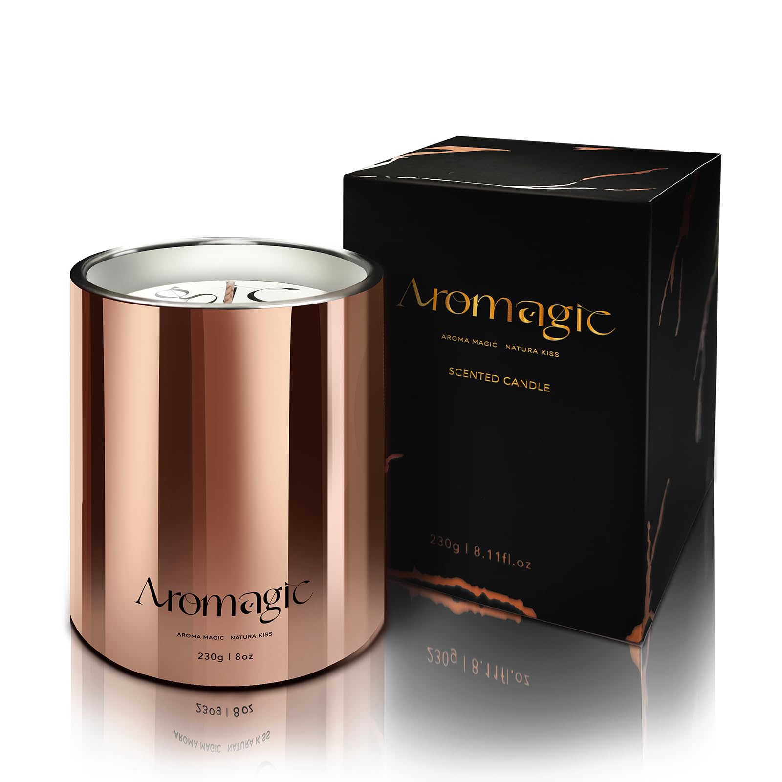 aromagicFigs Scented Candles,Luxury Gilded Jar Candles for Home Scented,Natural Soy Candles for Home Decor,Thanksgiving Christmas Birthday New Year Gift,60 Hours Long Burning(8.11 oz)