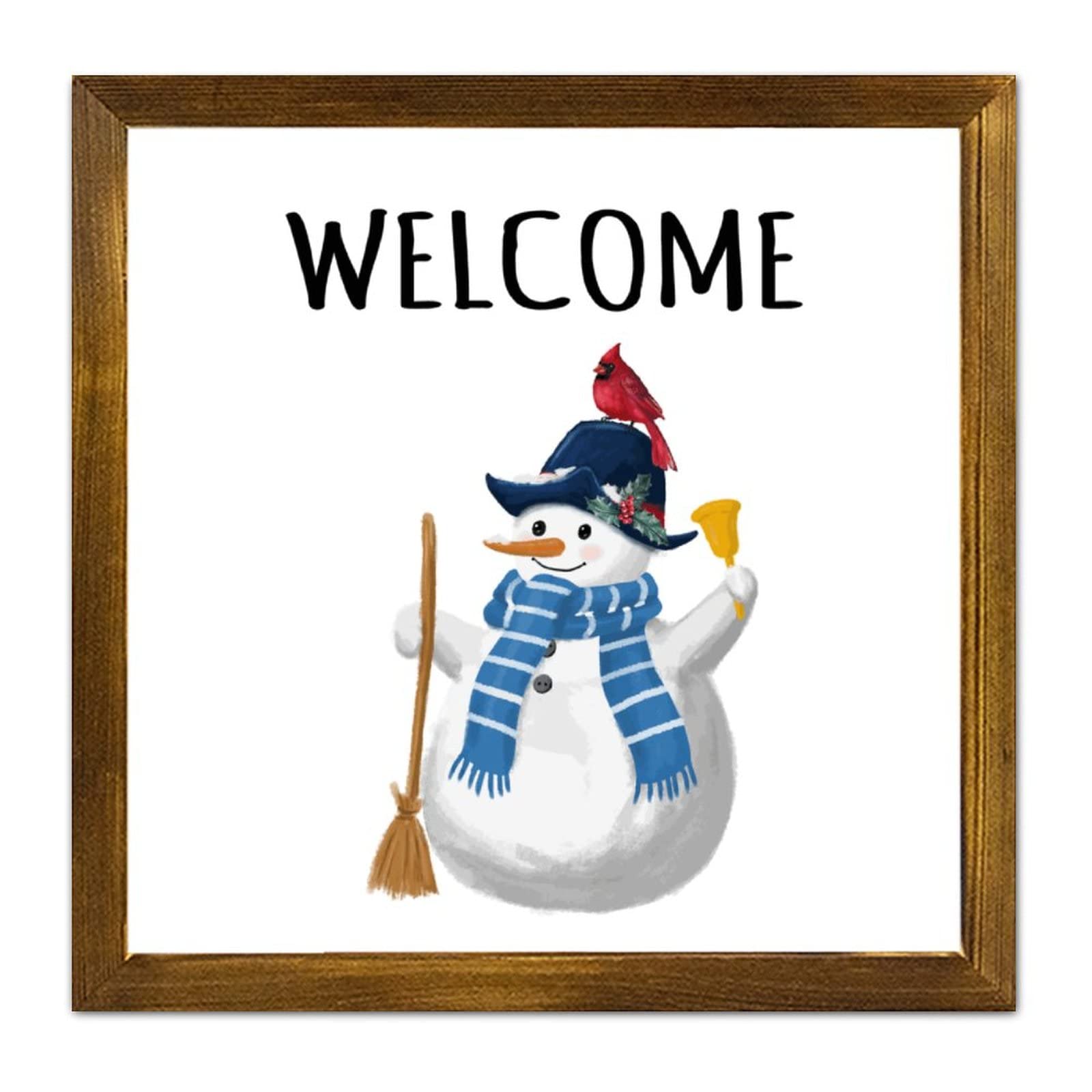 Panneau bois Welcome Snowman pour un salon chaleureux aux fêtes de fin d'année