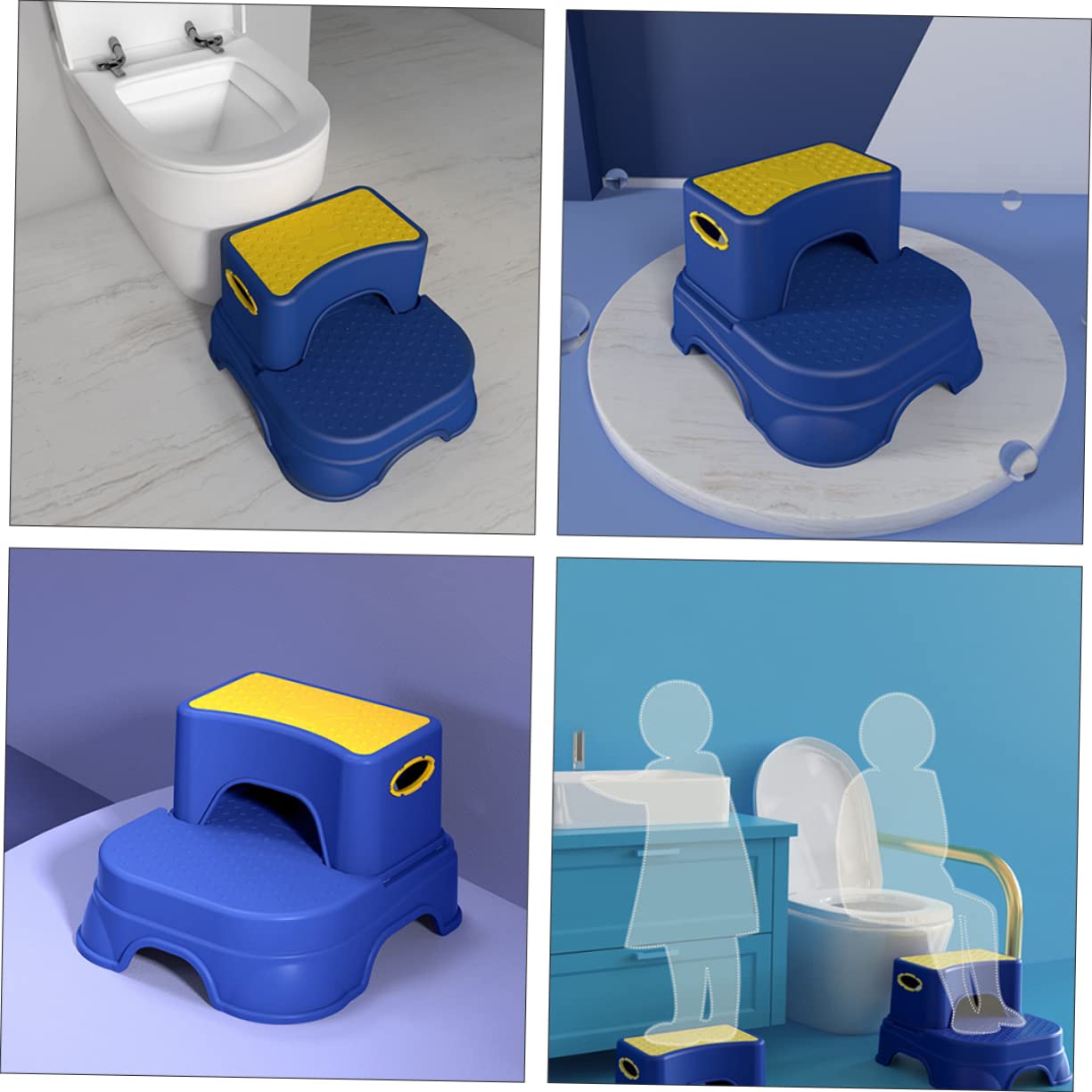 Taburete de Seguridad Antideslizante para Niños Azul de Doble Capa