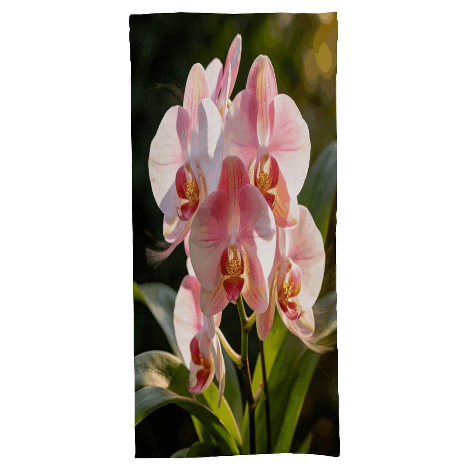 Fodpand Style Orchid Blossom Bath Towel, Highly Absorbent & Quick Drying Beach Towel, Compact & Lightweight Pool Towel For Bathroom, Beach, Pool, Gym, Spa, And Hotel Use