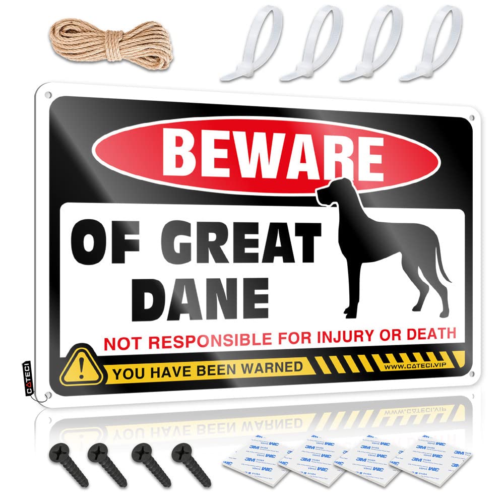 IBWNBBUSN Gaming Metal Tin Decor Beware Of Great Dane Tin Sign Funny Door Signs Bar Open Metal Sign