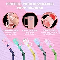 Vista 4 de Stanley Cup - 5 fundas de paja para Stanley Cup de silicona adecuadas para popotes reutilizables, cubierta de popote Stanley de colores variables