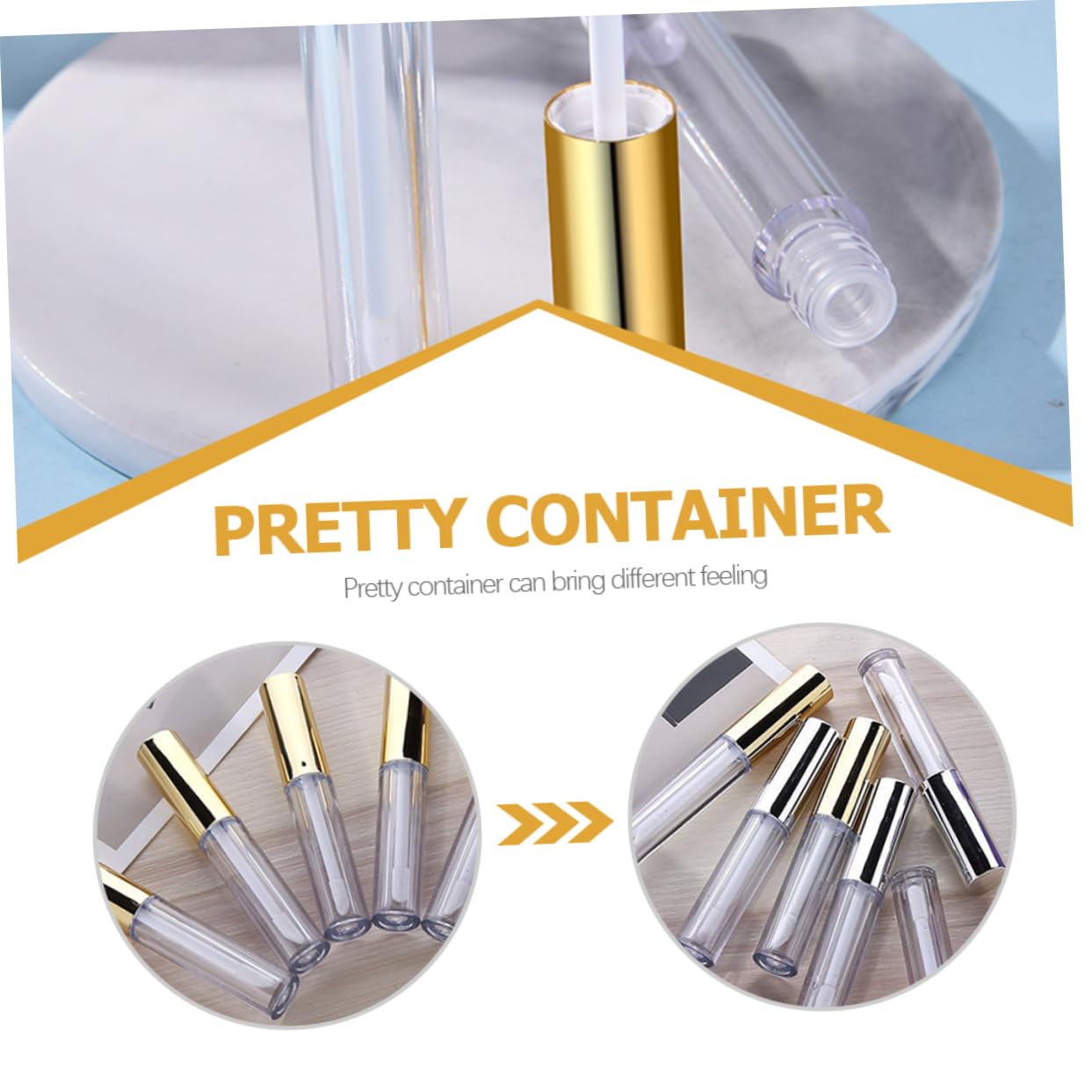 Tubo Lucidalabbra 10ml in Plastica Oro, 40 Pezzi Ricaricabili | Makeup, per Lip Liquid e Dye Lip Liquid, Leggero e Facile da Portare, Formato Compatto