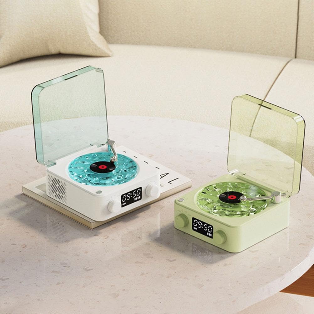 Lecteur vinyle The Waves - Lecteur de disque vinyle rétro Bluetooth avec haut-parleur, aide au sommeil - Caisson de basses avec lumière RVB - Support carte TF