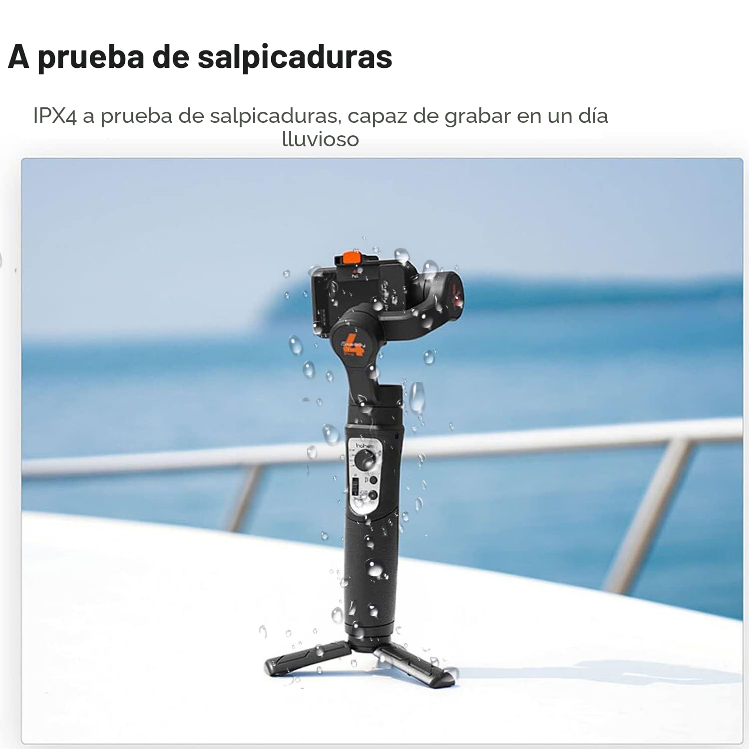 hohem iSteady Pro 4 Estabilizador Gimbal para Gopro Hero 13 12 11 10 9 8 7 6 5 Osmo Action Insta360 One R, Cámara Acción, Clip de Liberación Rápida, IPX4 a Prueba de Salpicaduras, Control Inalámbrico