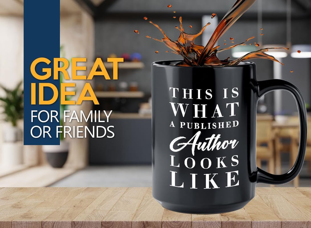 Bubble Hugs 15oz Black Author Mug - Gift for Writer or Future Author