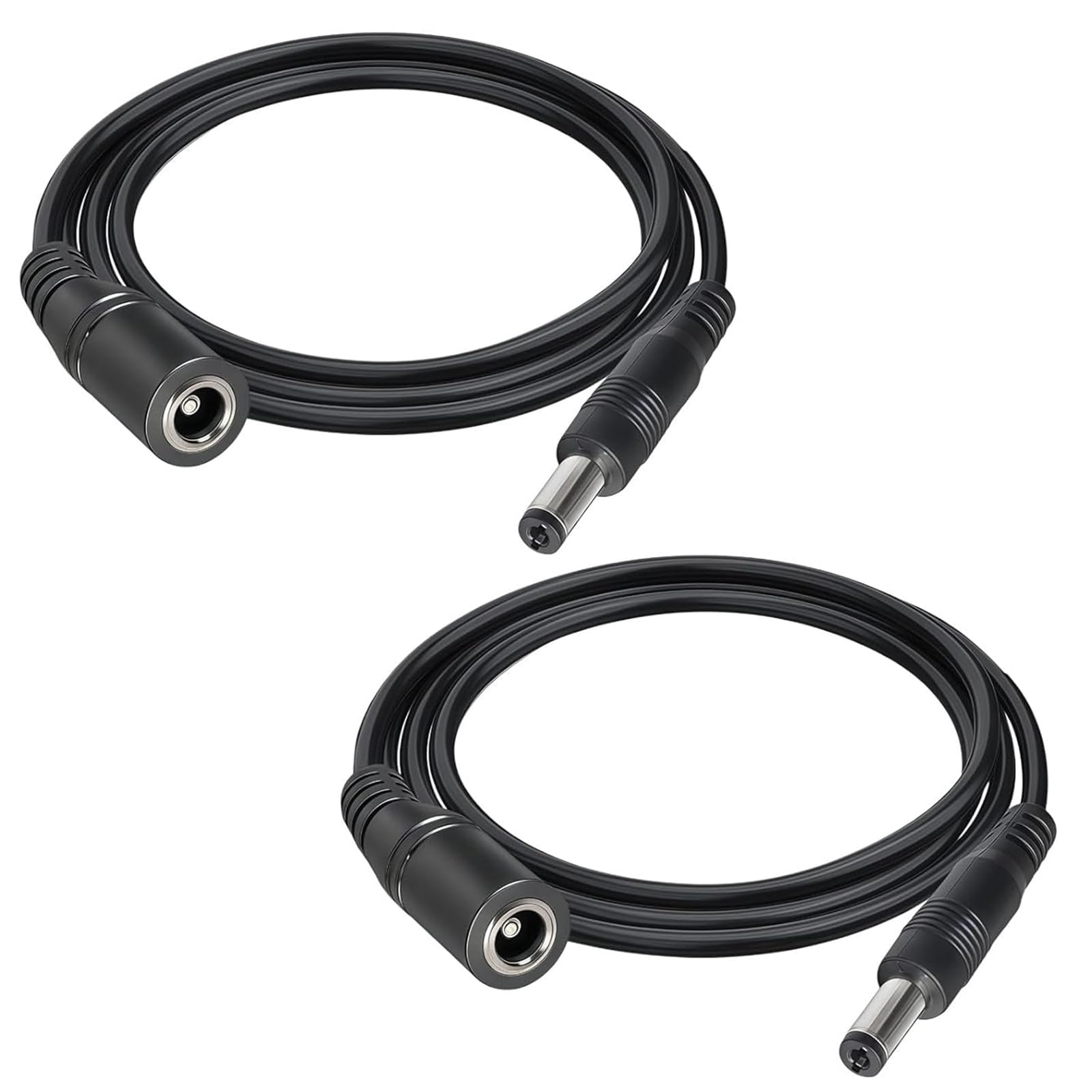 Flomiara DC Power Extension Cable, 5.5mm x 2.1mm DC Male to Female Lead for CCTV Security Camera, LED Strip Light, DVR & NVR, 12V/24V, Black, 2m, 2 Pack